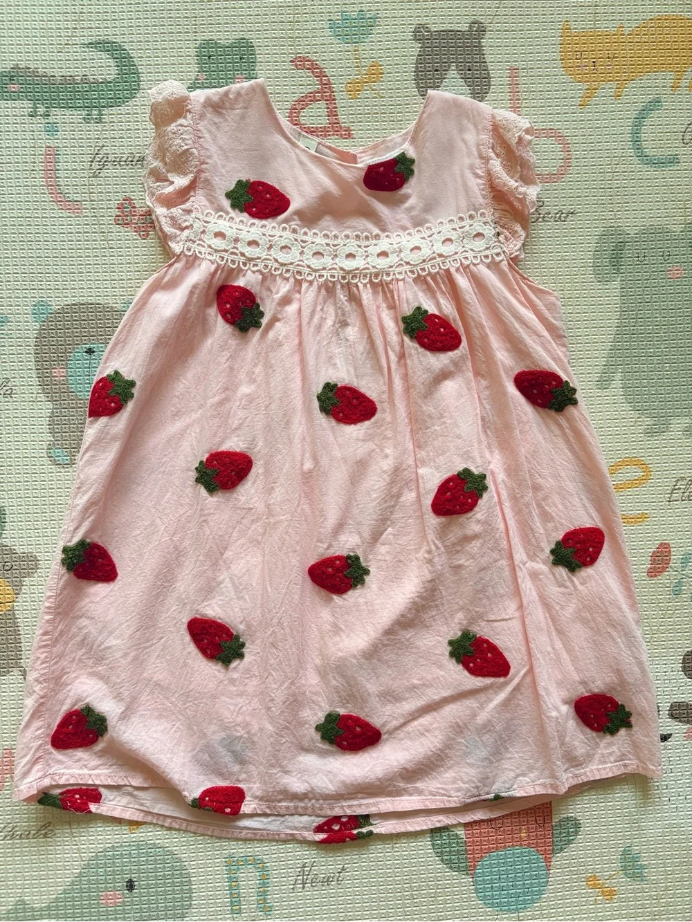 Girls' Pink Floral & Strawberry Dress Bundle - size 6-7 or 130cm
